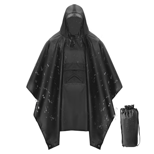 Unisex Hooded Rain Poncho With Pocket
