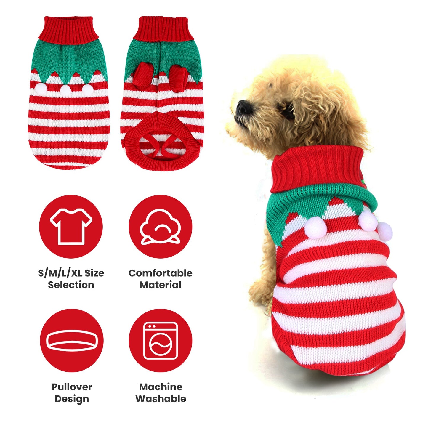 Christmas Turtleneck Sweater for Dogs & Cats