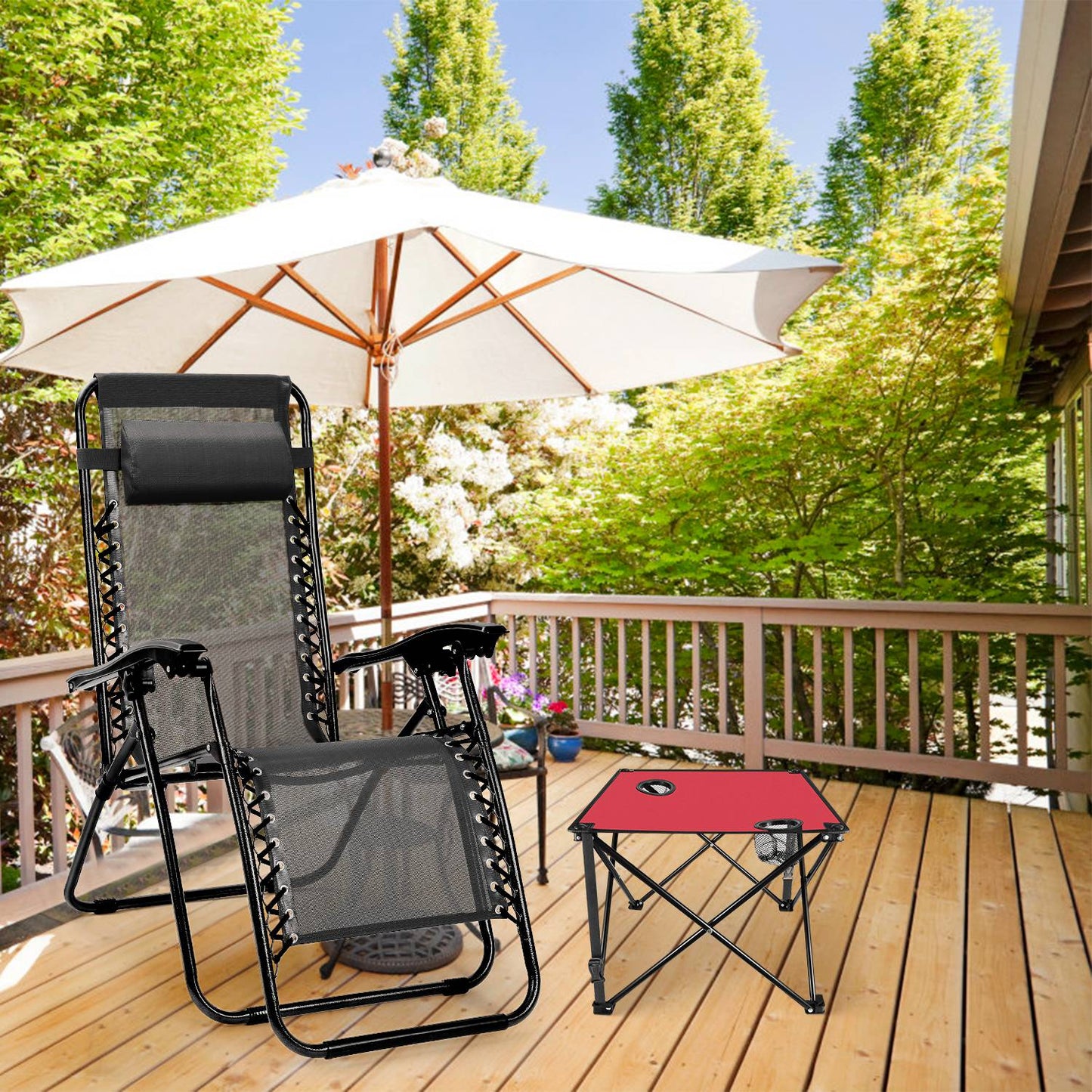 Foldable Camping Table with Cup Holders & Carry Bag (2-Pack)