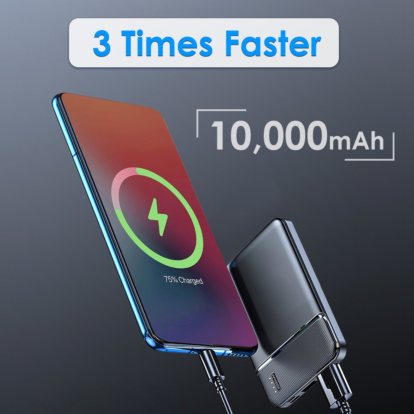10000mAh Power Bank with PD18W Fast Charging & USB-C