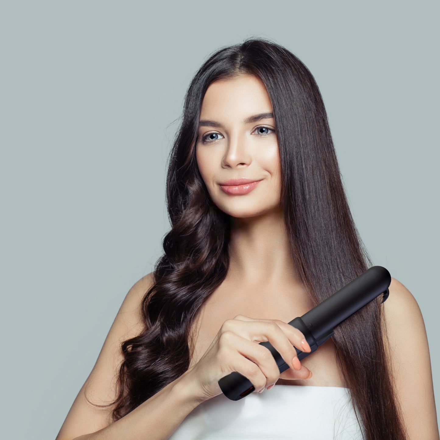 Cordless Hair Straightener Brush 2-in-1 Ceramic Flat Iron