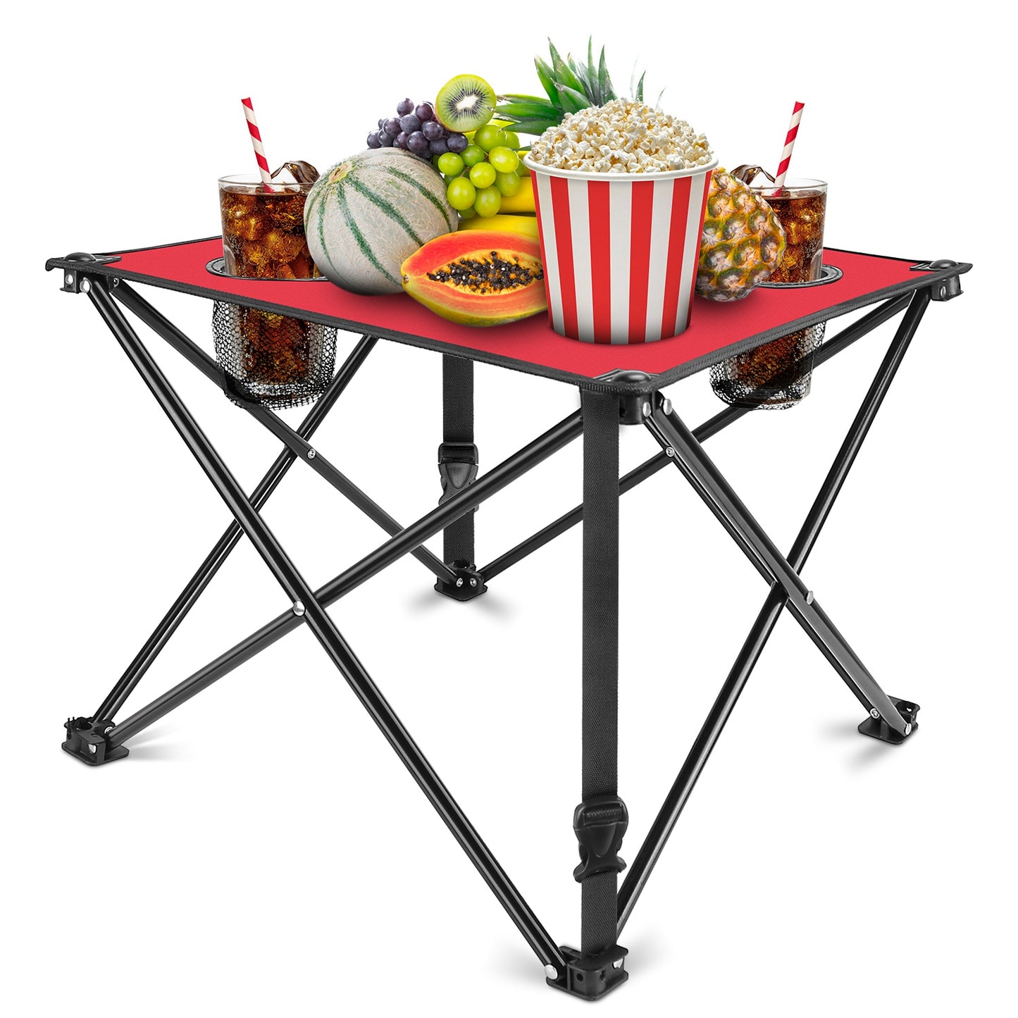 Foldable Camping Table with Cup Holders & Carry Bag (2-Pack)