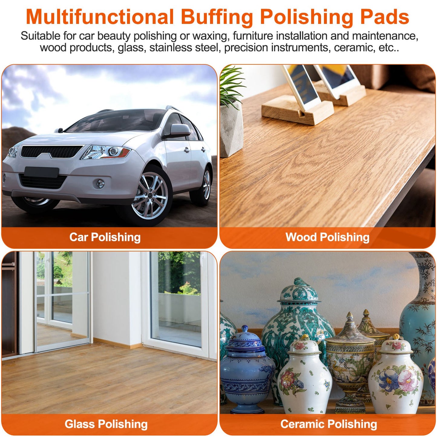 6" Buffing Polishing Pads Set with M14 Drill Adapter - 5 Piece