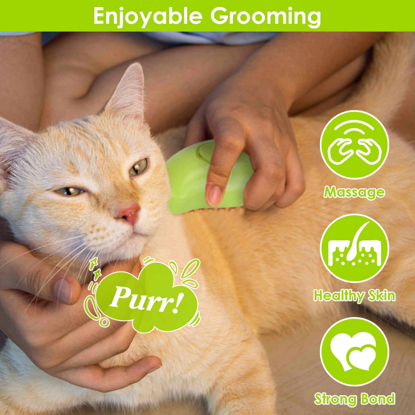 Cat Grooming Steam Brush with USB Rechargeable Battery