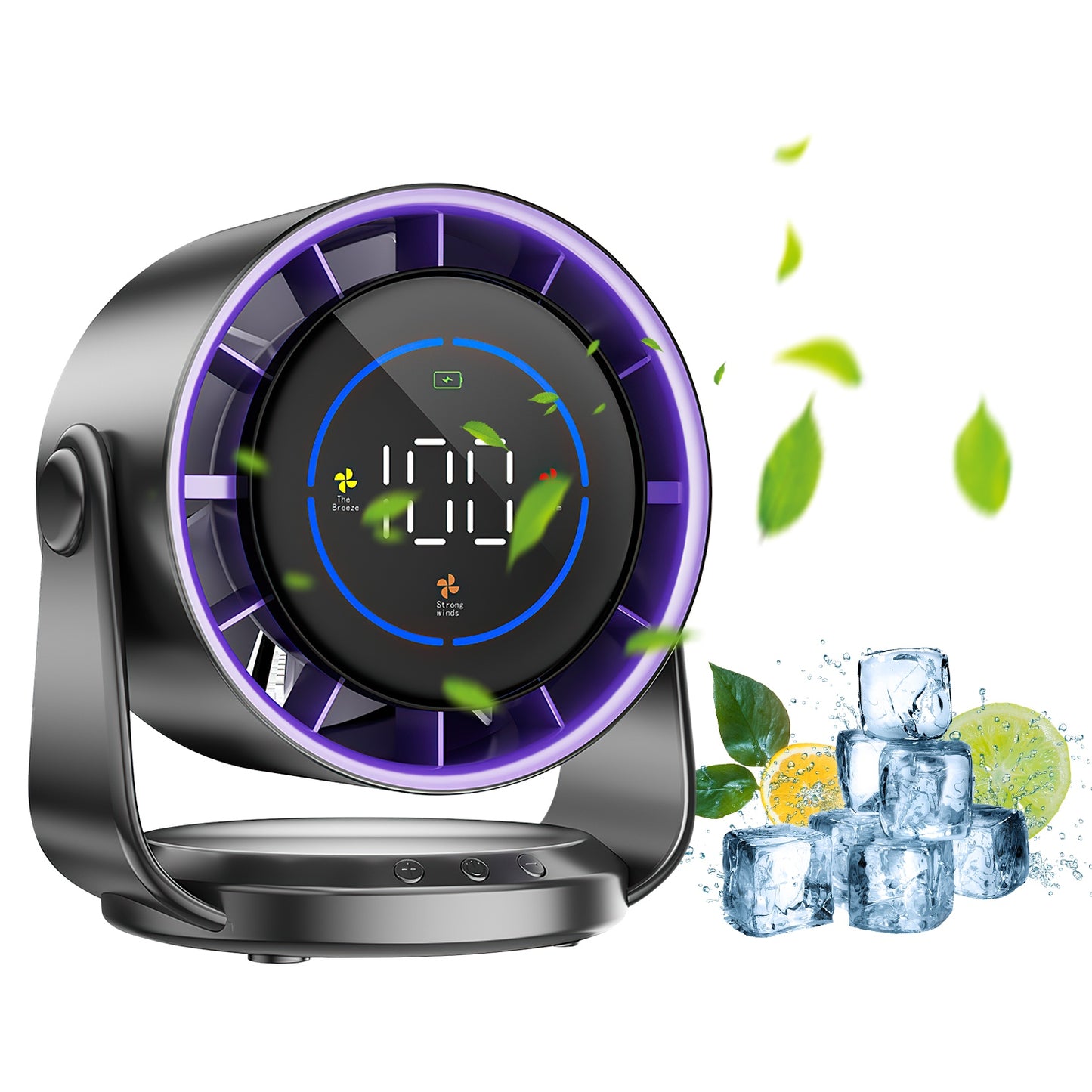 Rechargeable Desk Fan with 100 Speed Settings & Wall Mount