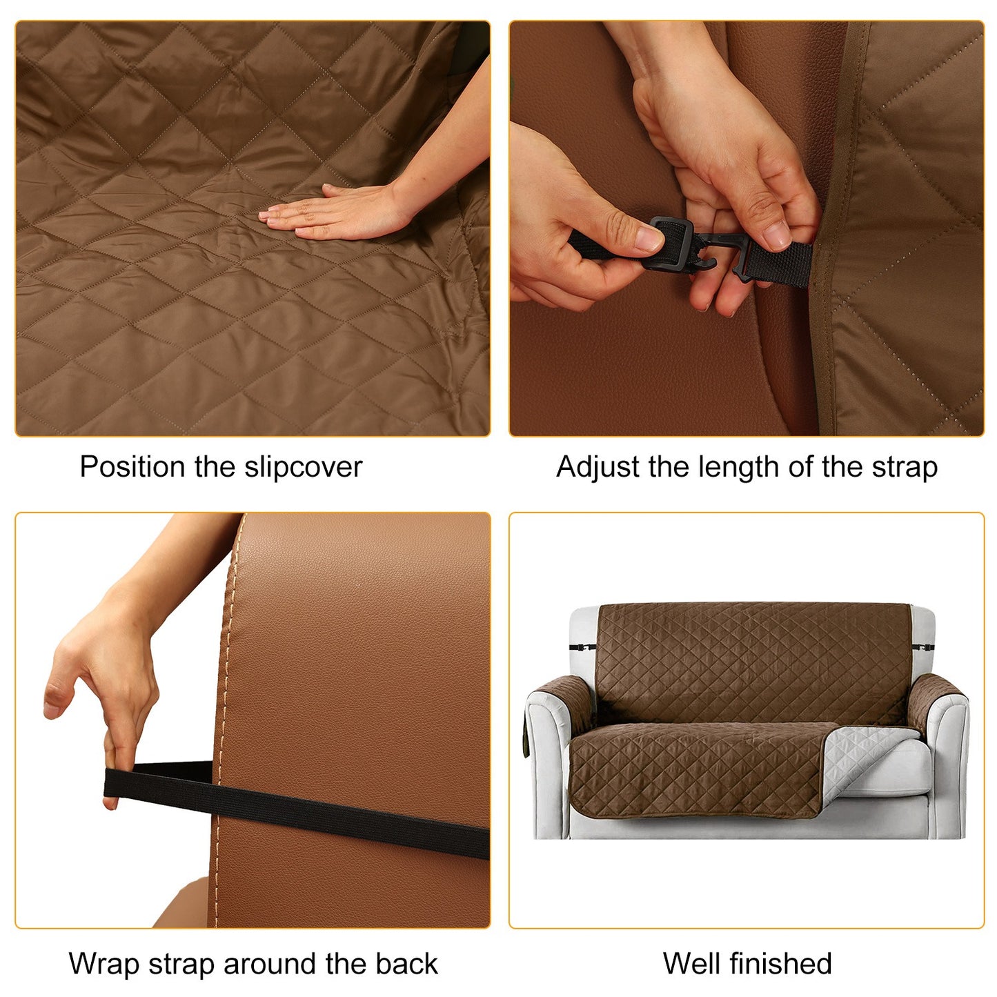 Reversible Sofa Cover with Elastic Straps - Water-Resistant