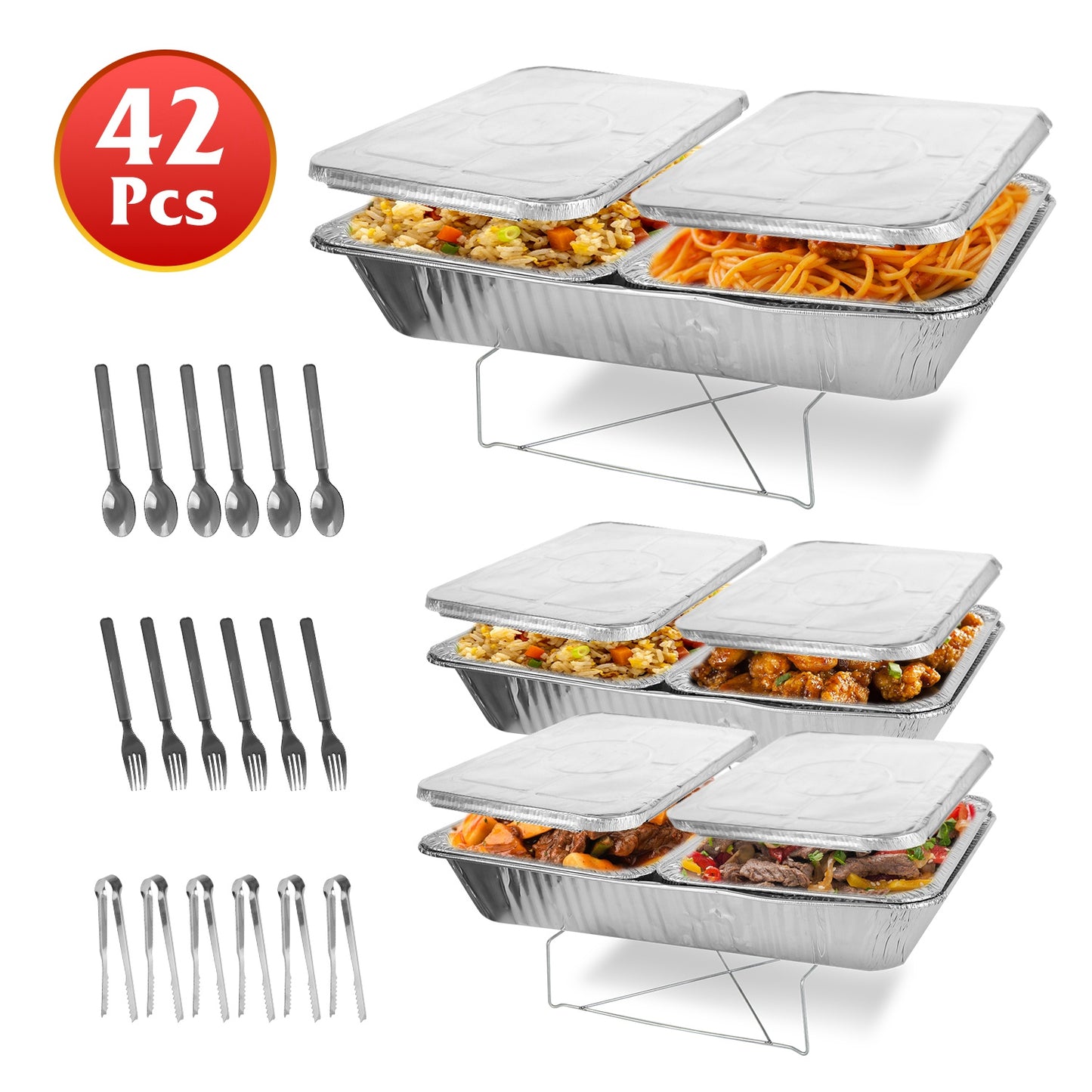 Disposable Chafing Dish Buffet Set - 42 Piece Complete Kit