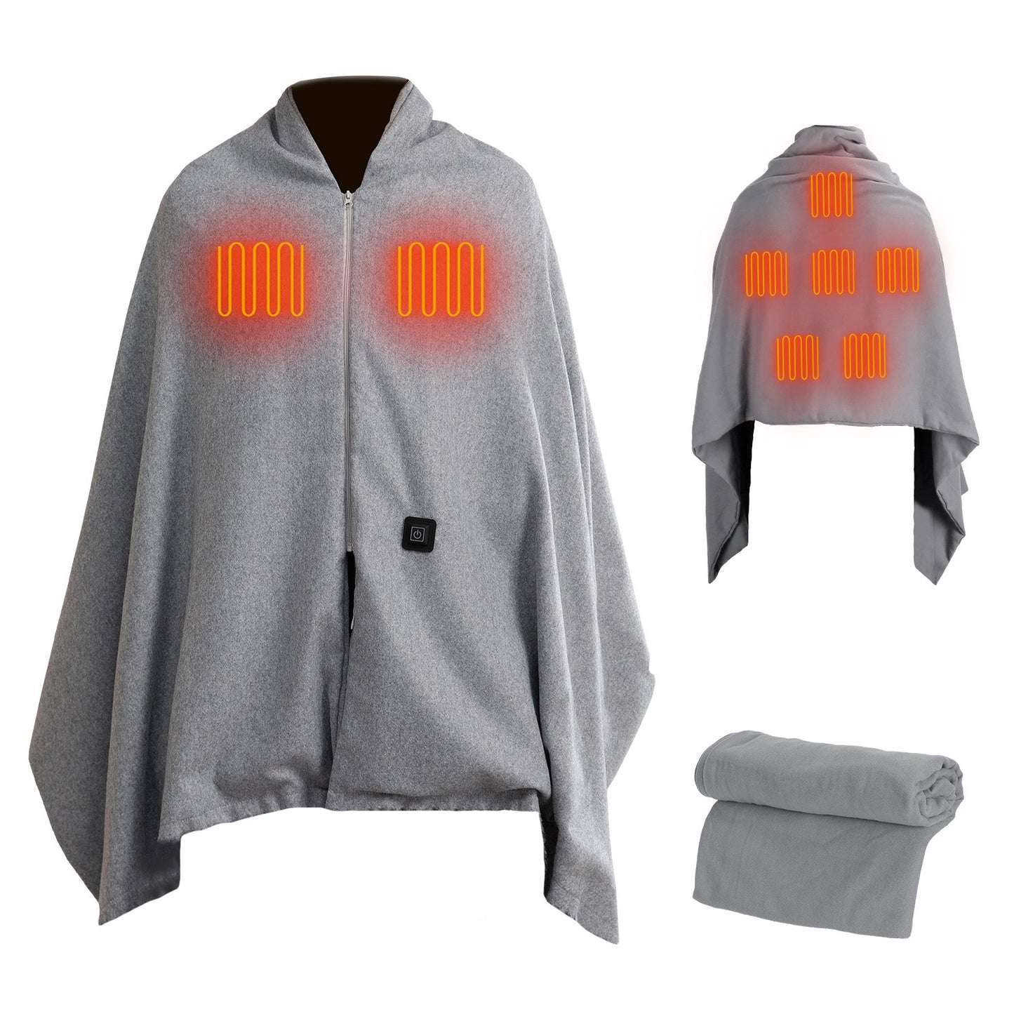USB Heated Shawl with 3 Heat Levels and Zipper