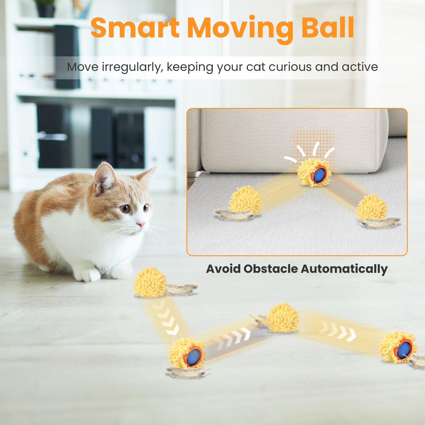 Interactive Motion Activated Cat Toy Ball with Rechargeable Battery