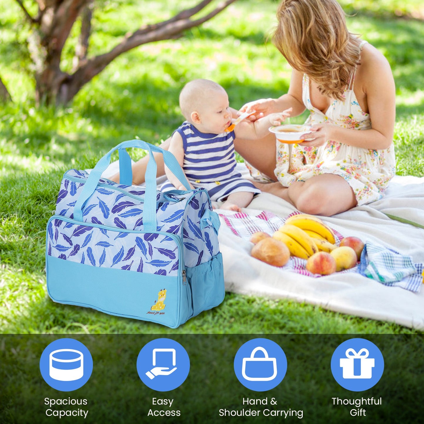 5-Piece Diaper Bag Set with Bottle Bag and Changing Pad