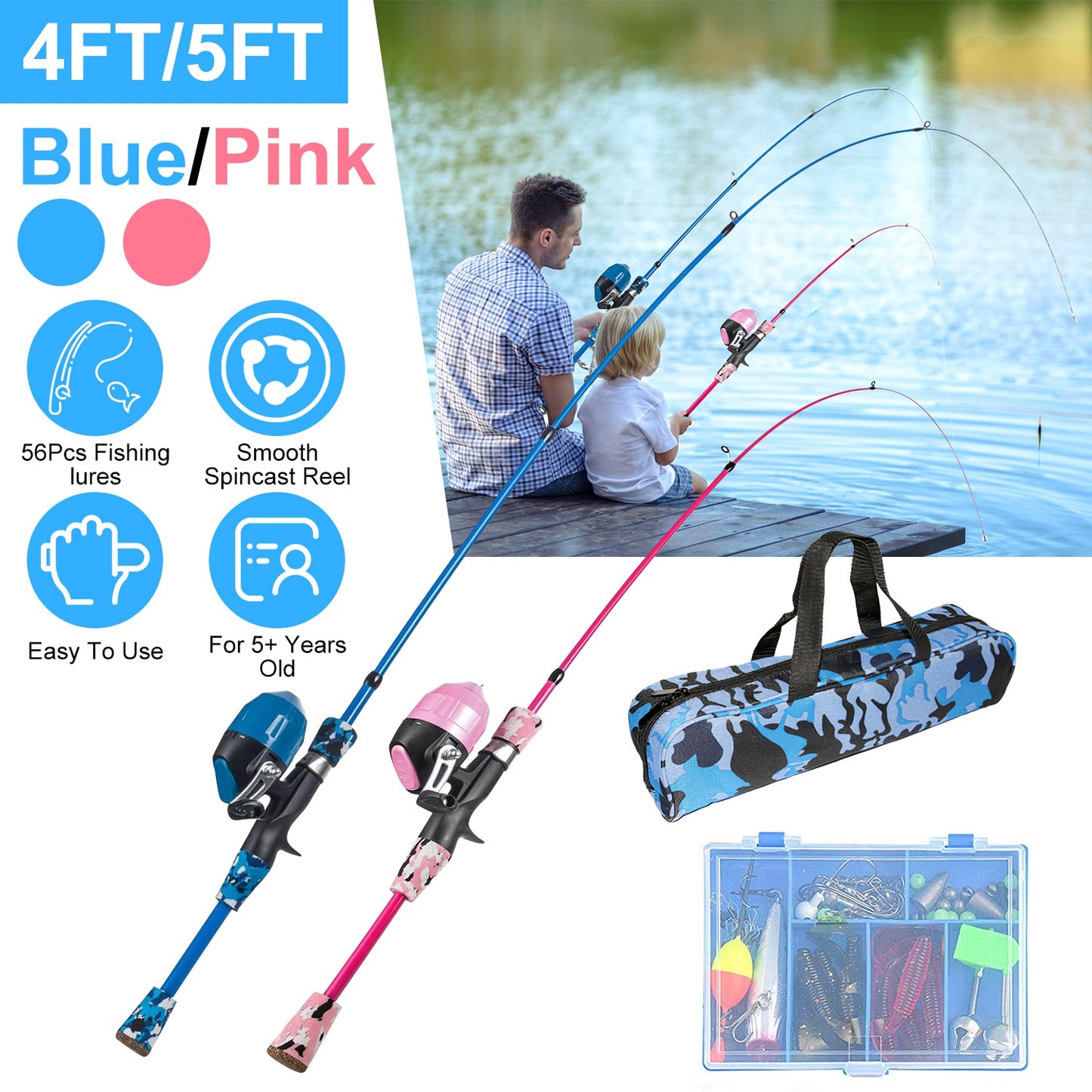 Kids Telescopic Fishing Rod and Reel Combo Starter Kit