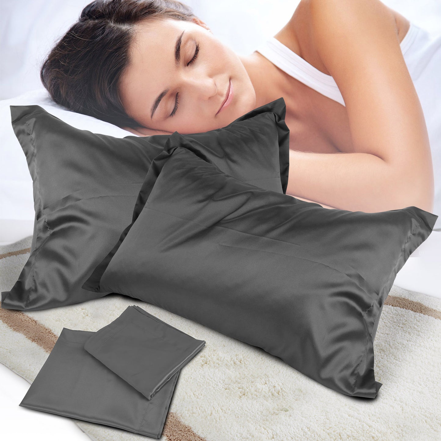 Satin King Pillowcase Set of 2 - Silky Smooth Hair & Skin Care