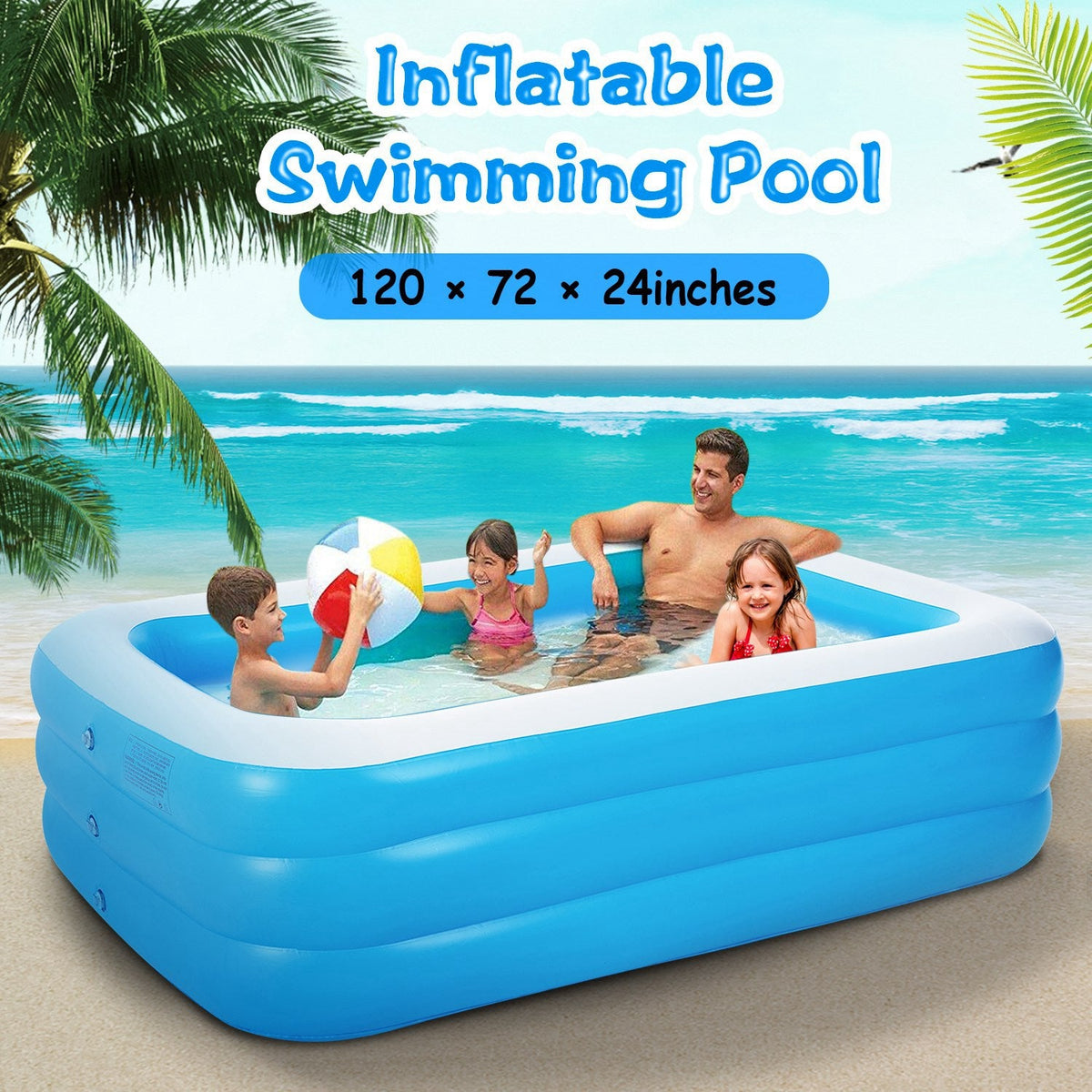 Inflatable Swimming Pools Family Swim Play Center Pool Blow up Kiddie Pool for Family Inflatable Lounge Pool for Kids Baby Adult Inflatable Water Ball