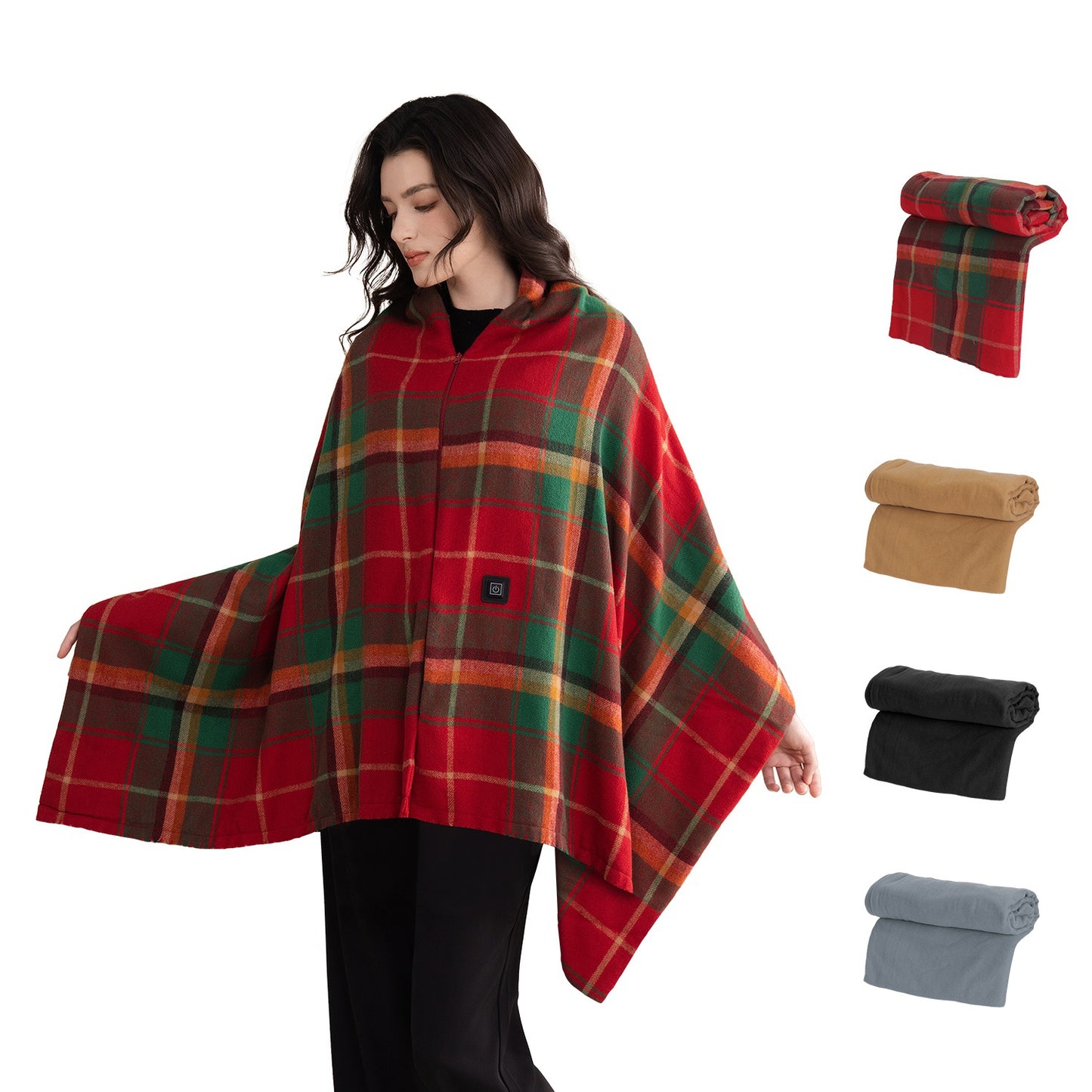 USB Heated Shawl with 3 Heat Levels and Zipper