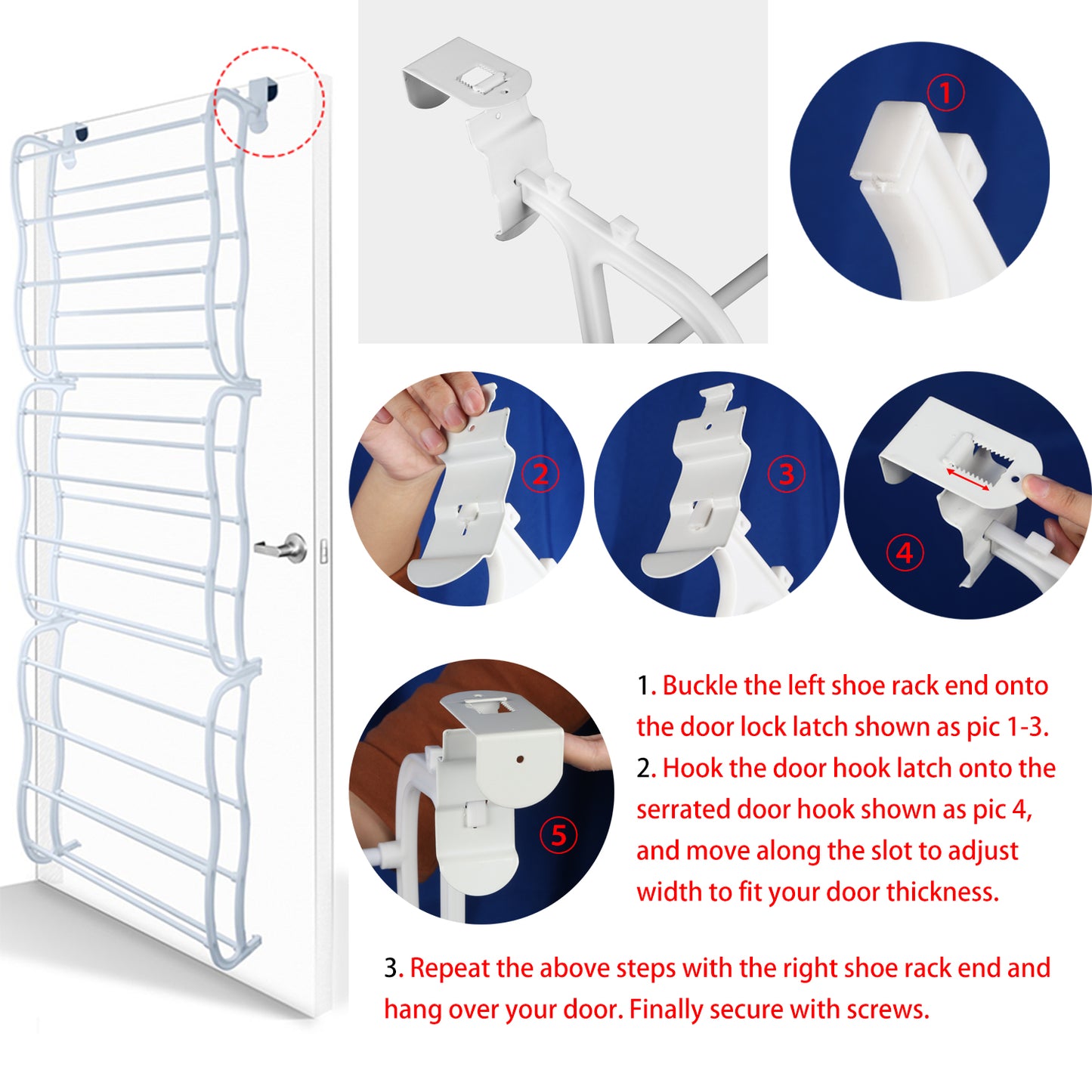 Over-The-Door Shoe Rack 12 Tier Organizer for 36 Pairs
