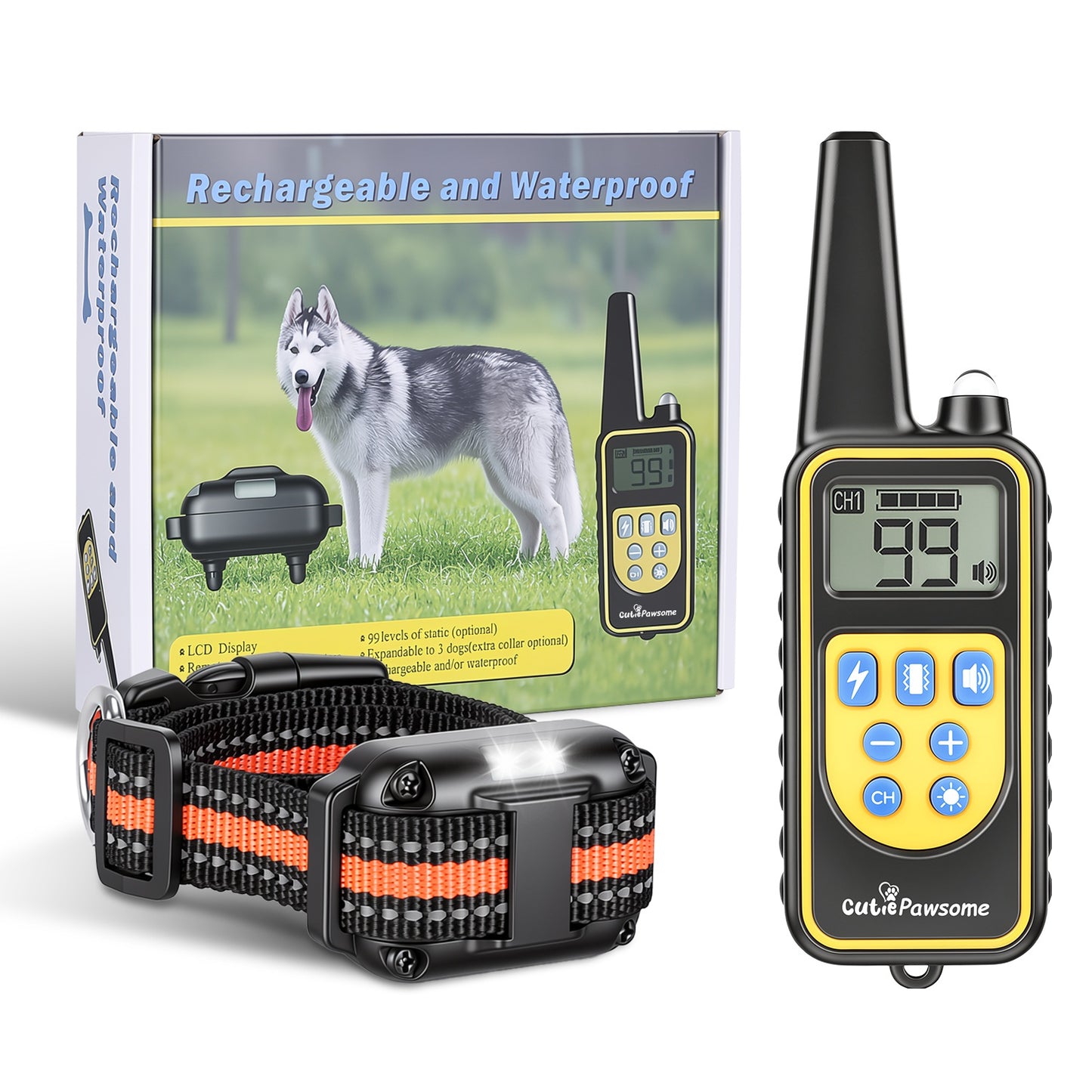 Dog Training Collar Receiver with Adjustable Belt IP67 Waterproof