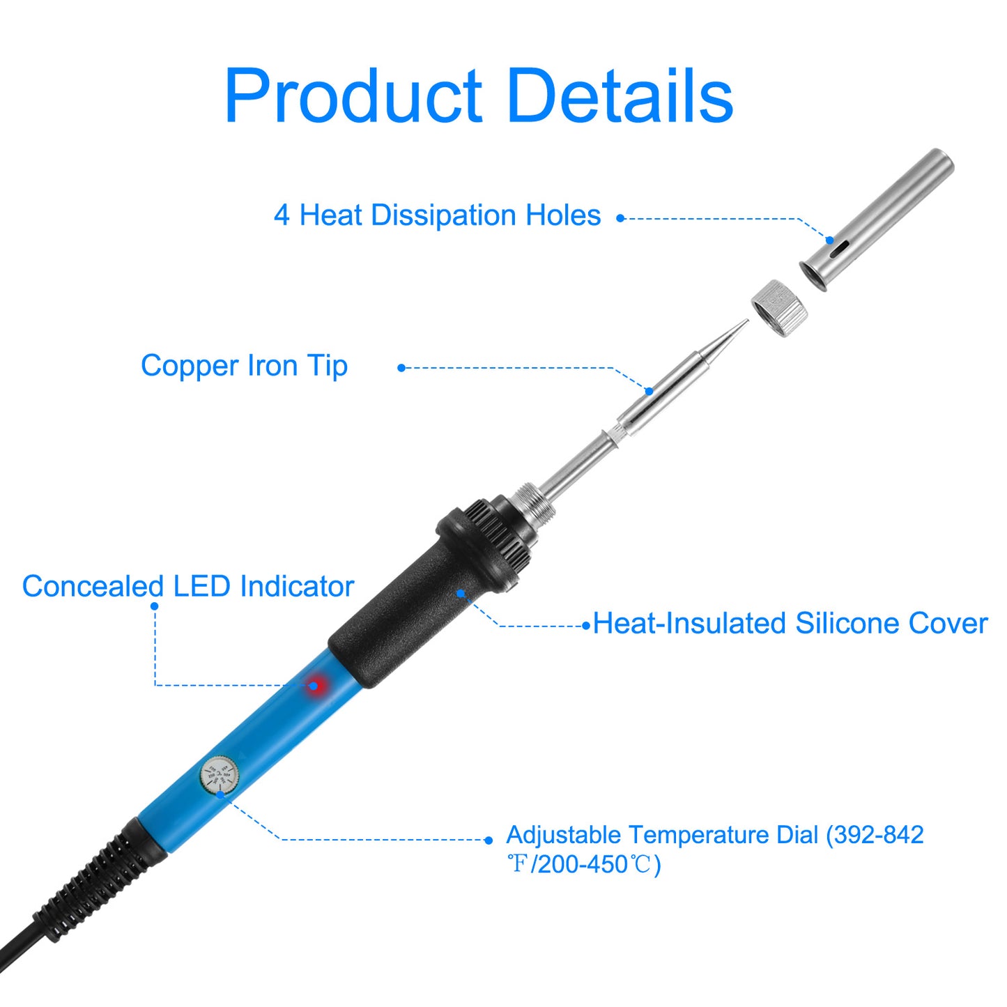 Adjustable Temperature Soldering Iron 60W with 5 Tips