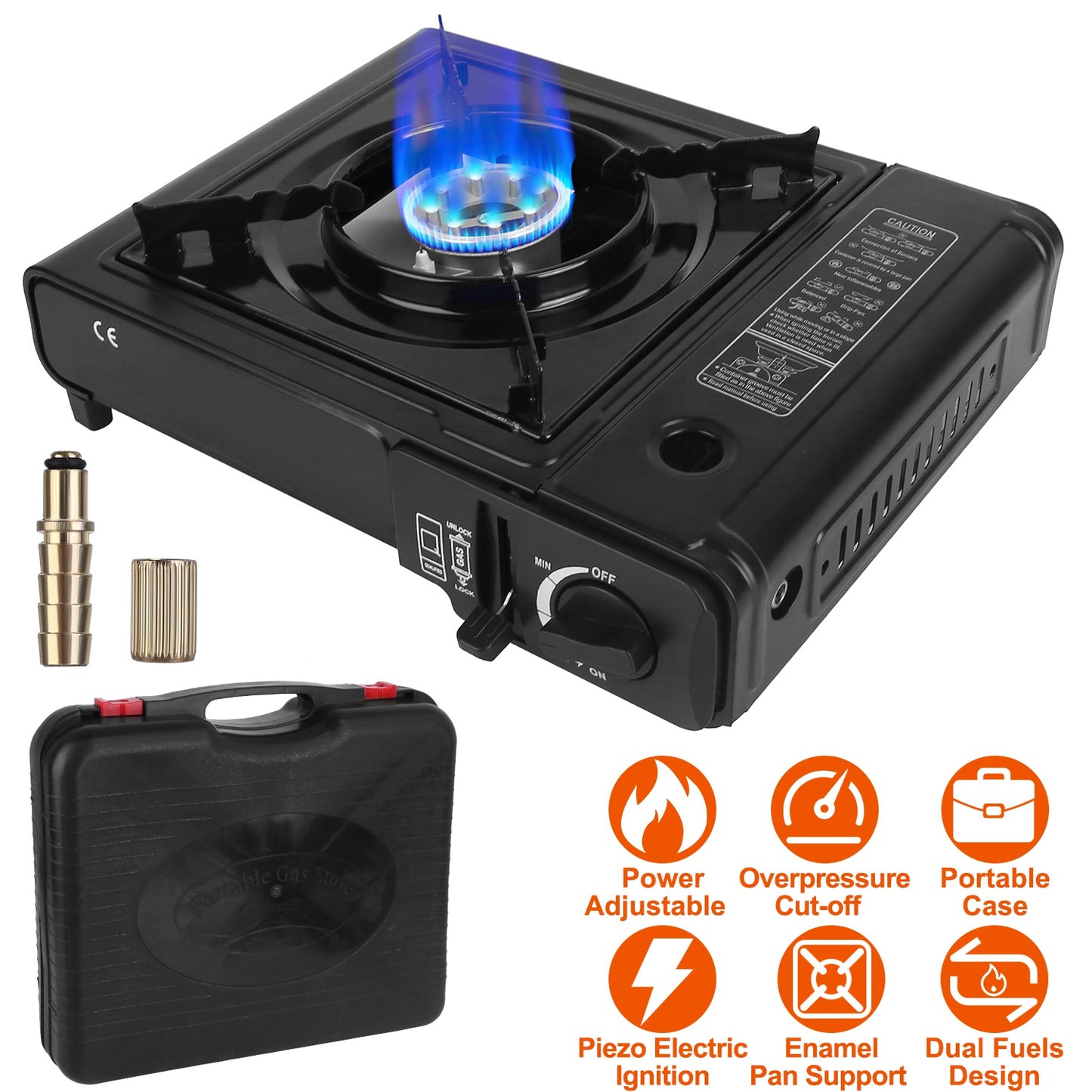 Portable Camping Stove with Piezo Ignition & Dual Fuel