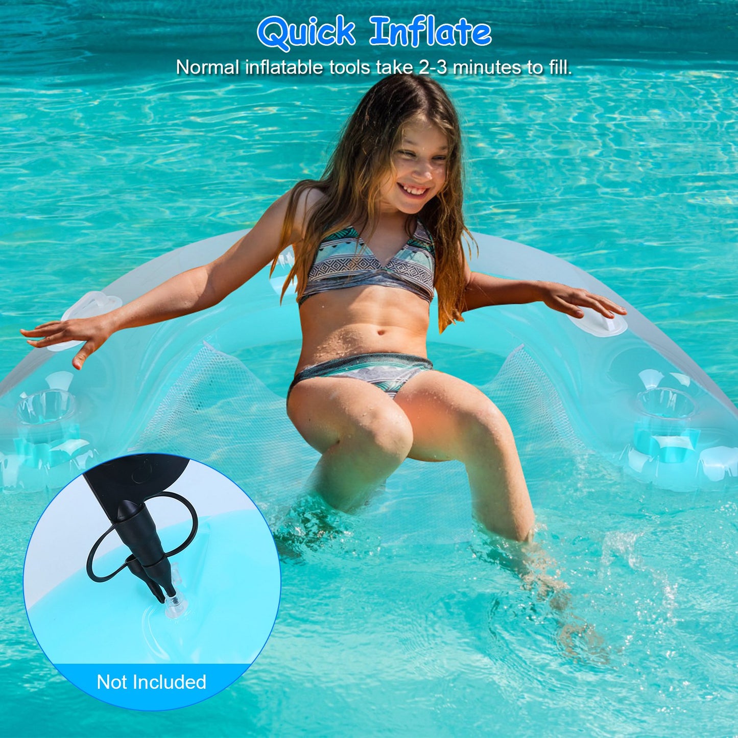 Inflatable Pool Float Chair with Cup Holders - 2 Pack