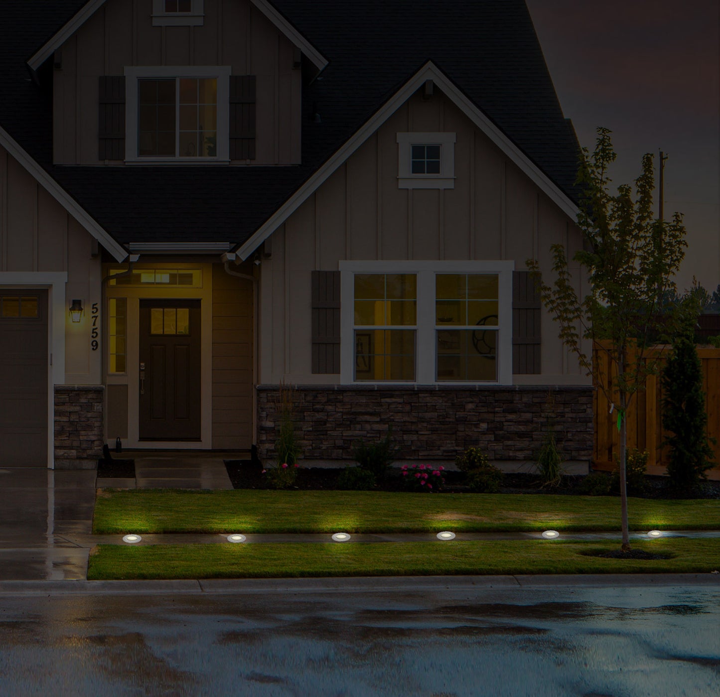 Solar Ground Lights 4-Pack Waterproof LED Pathway Lights