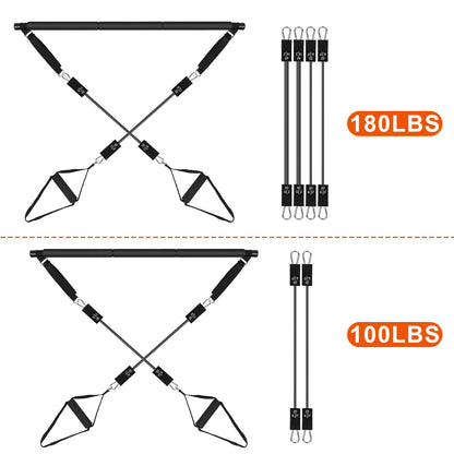 Pilates Bar Kit with 100LBS Resistance Bands & Accessories