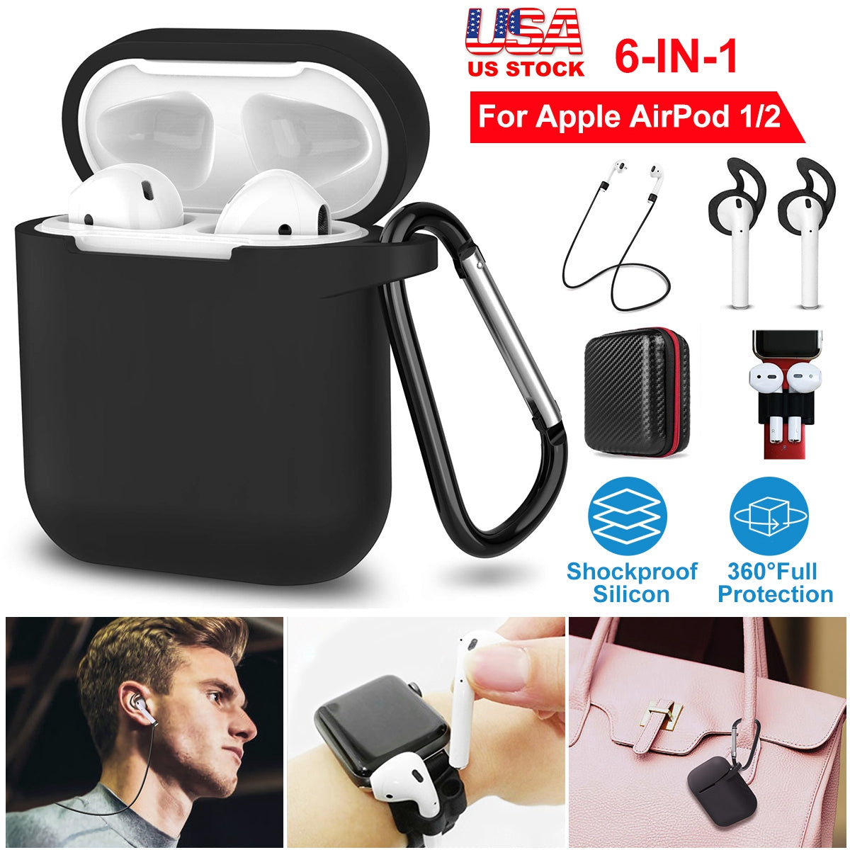AirPods 1/2 Silicone Case with Accessories Kit