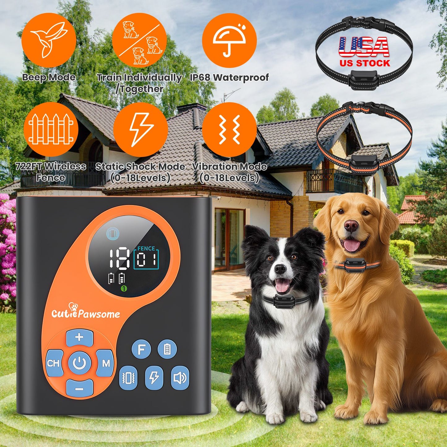 Wireless Dog Fence System with Training Collar – 722FT Range
