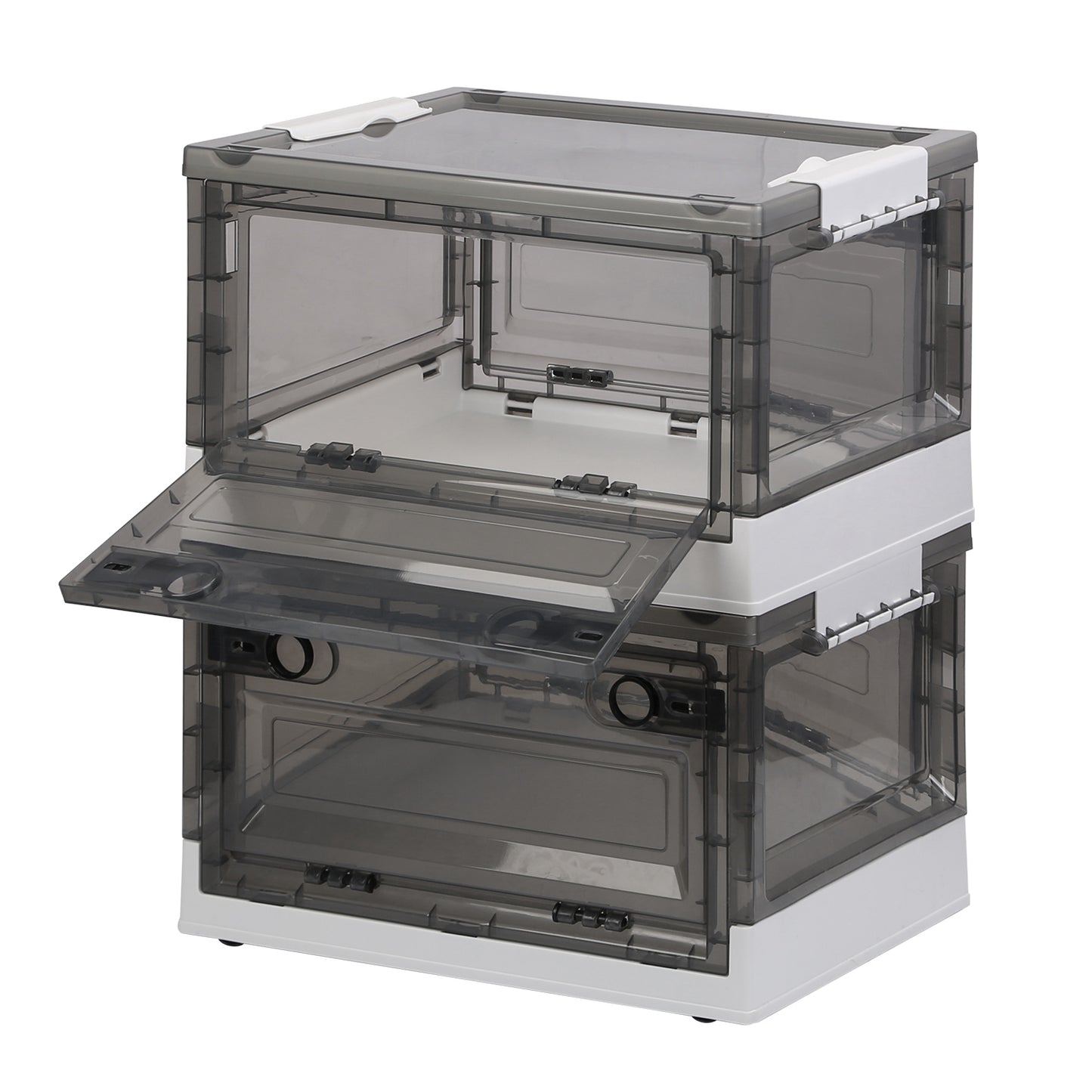 Foldable Storage Bins with Wheels - 2 Pack Stackable Organizer