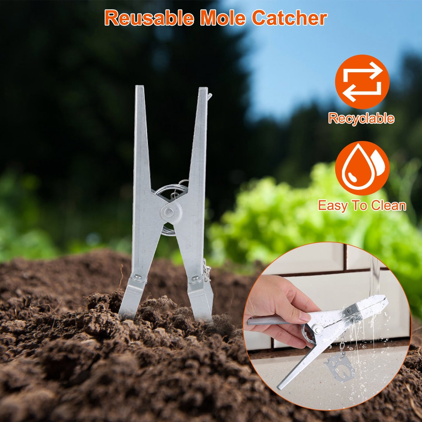 Reusable Mole Traps with Scissor Jaw - 4 Pack