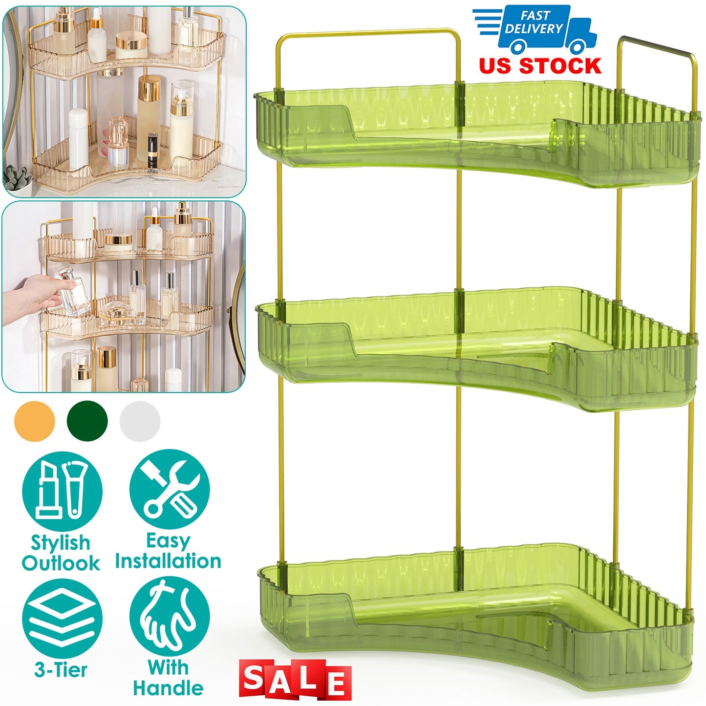3-Tier Corner Countertop Organizer for Bathroom & Vanity