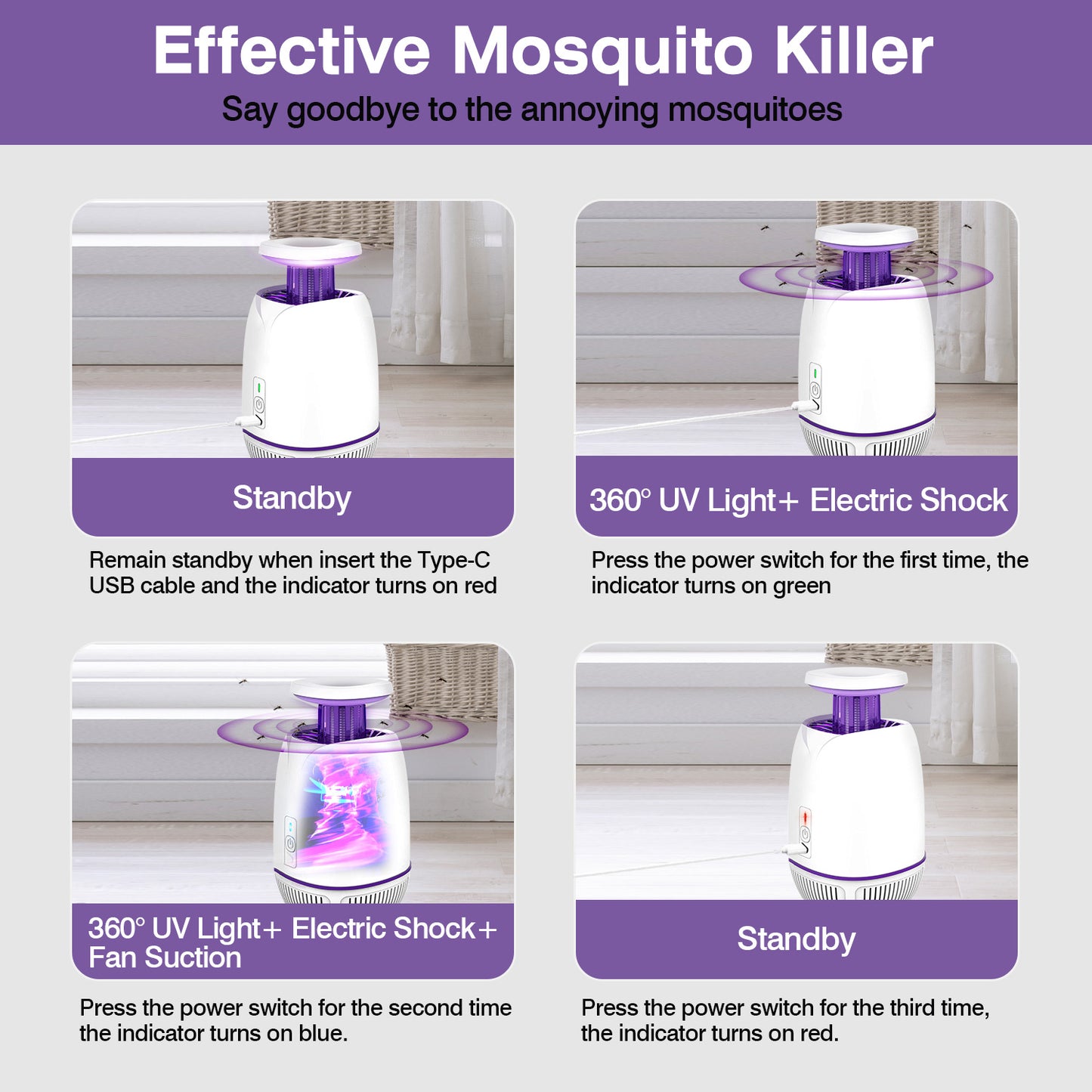 Electric Mosquito Zapper with 1076 Sq Ft Coverage
