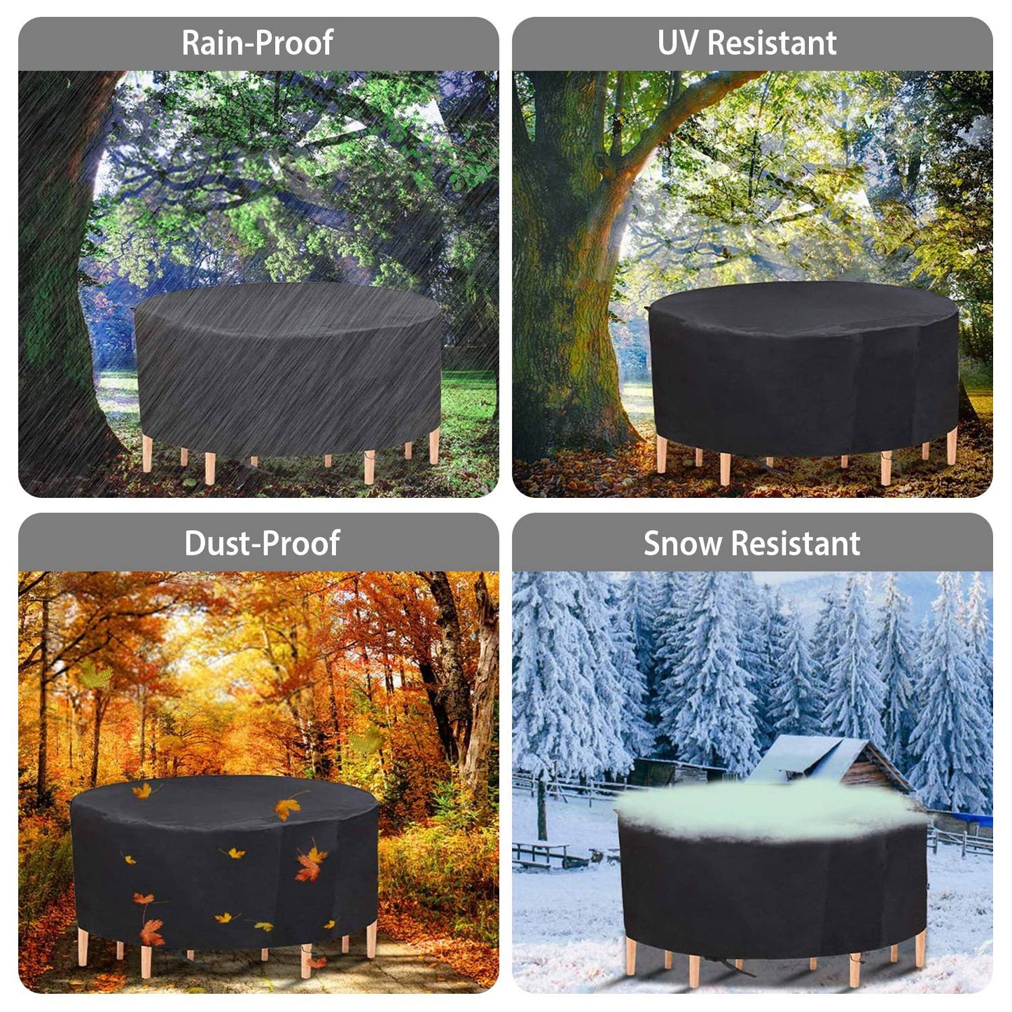Round Patio Furniture Cover 73x43in - UV & Water Resistant