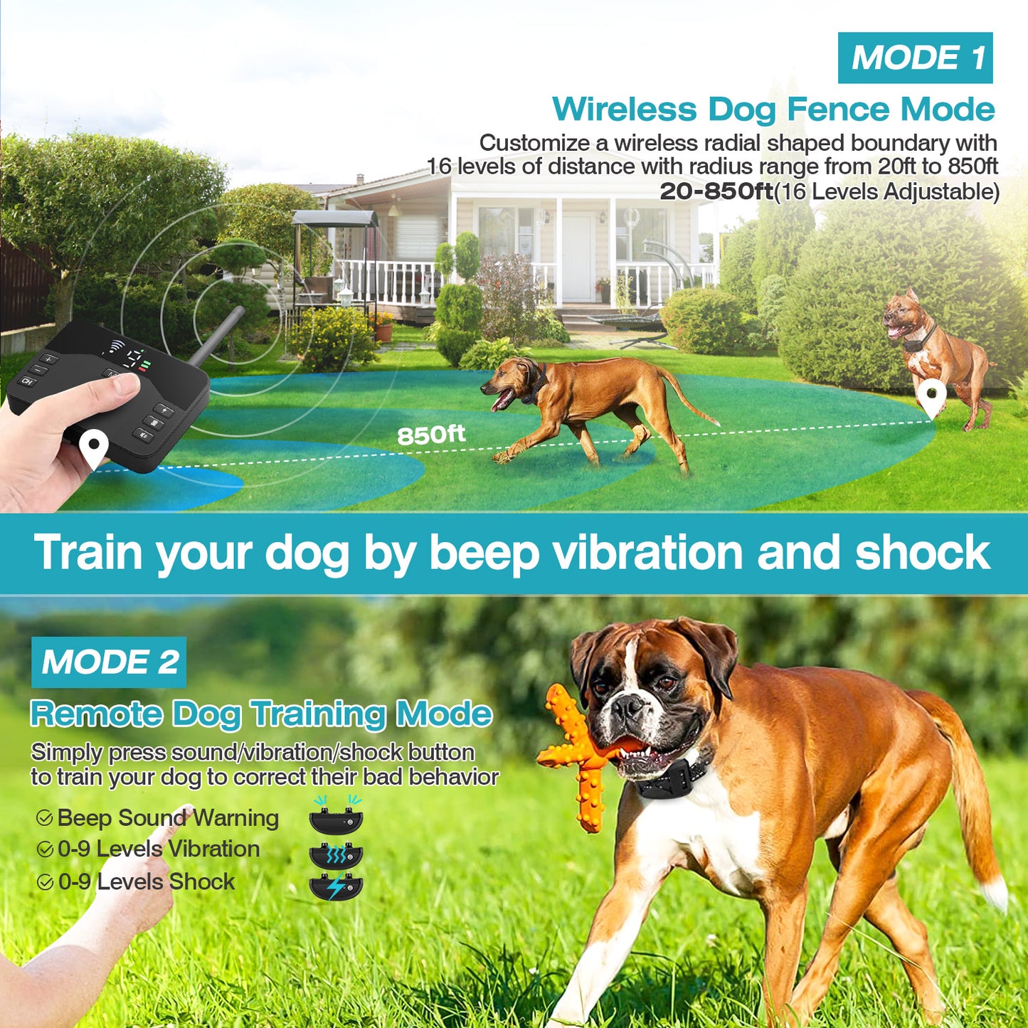 Wireless Electric Dog Fence & Training Collar System