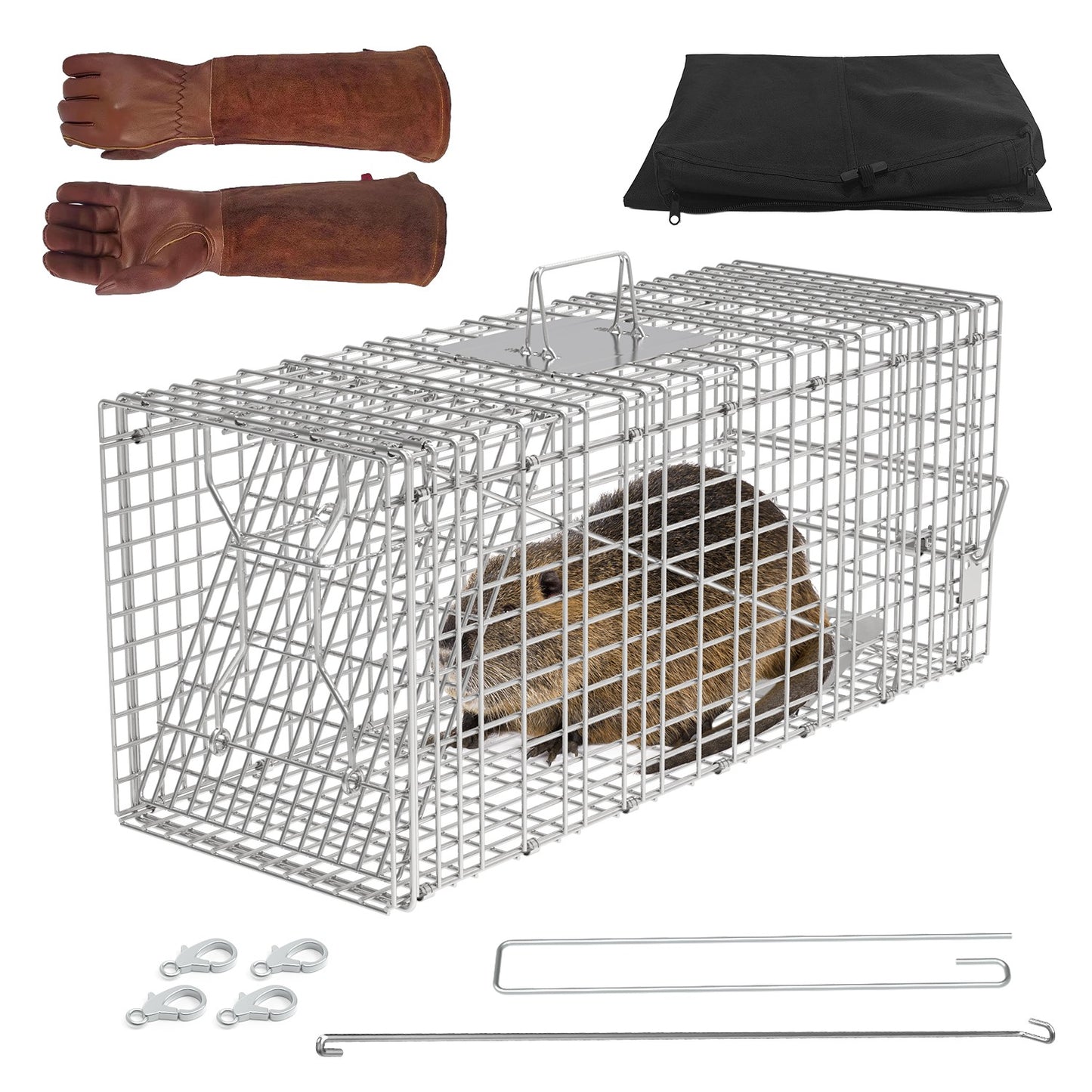 Humane Live Animal Trap Cage with Waterproof Cover - 30.5"