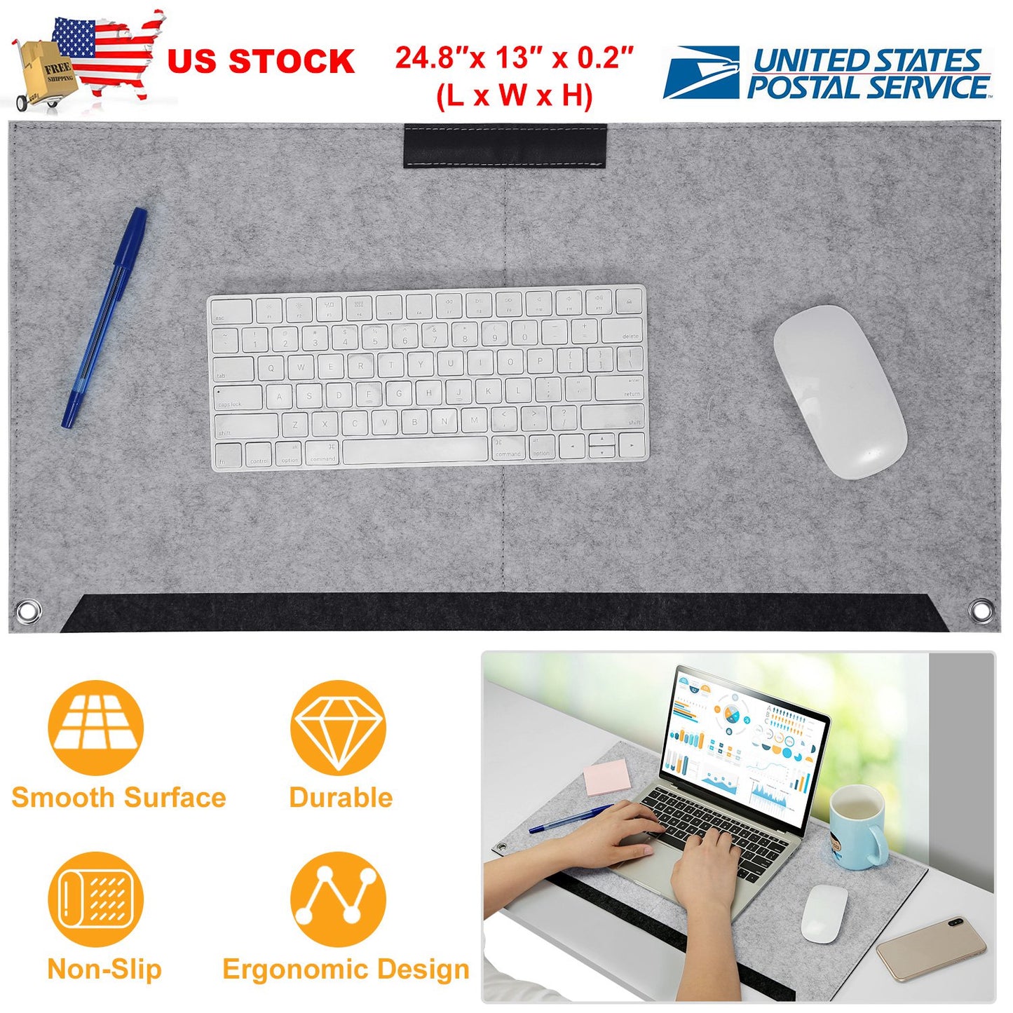 Extended Gaming Mouse Pad with Pen Holder - 24.8 x 13 Inch
