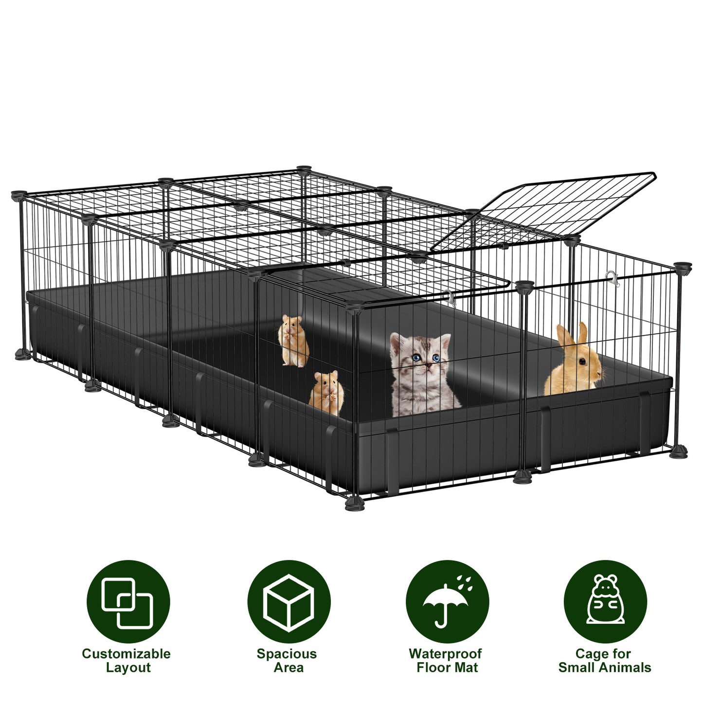 Guinea Pig Cage 47x24x12" with 20 Panels & Waterproof Mat