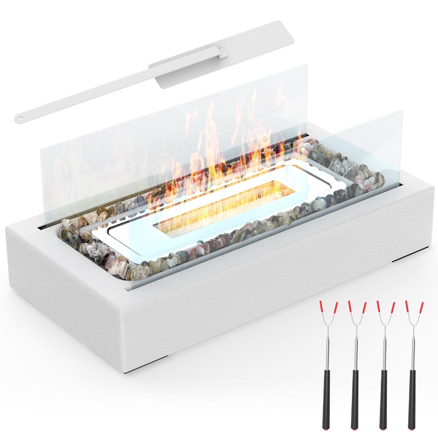 Tabletop Fire Pit with Roasting Sticks - Portable Ethanol