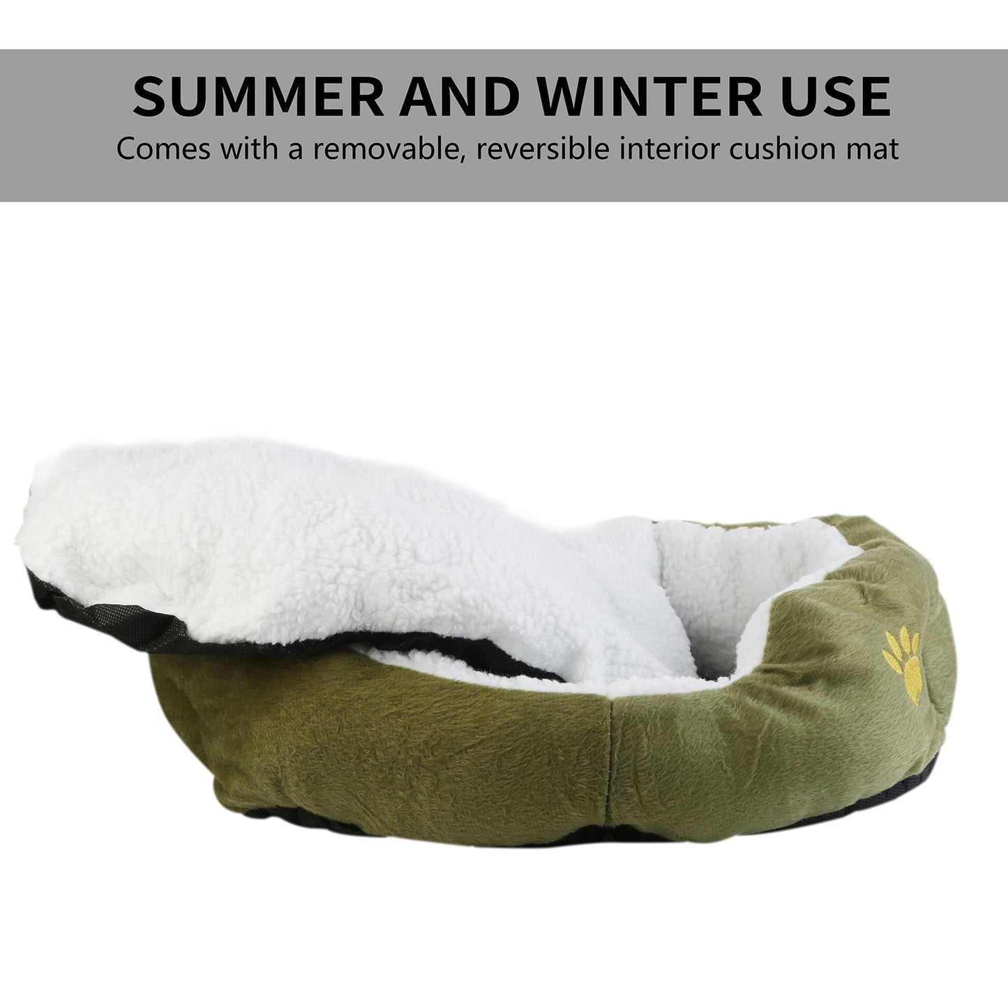 Soft Fleece Dog Bed with Reversible Cushion for Small Pets