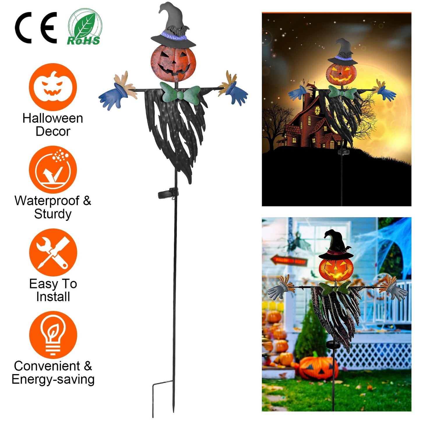 Solar Scarecrow Stake Light - Halloween Yard Decoration