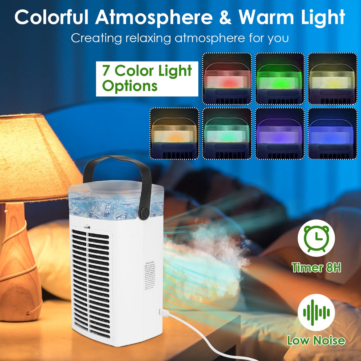 Portable Evaporative Air Cooler with Mist & 3 Speed Fan