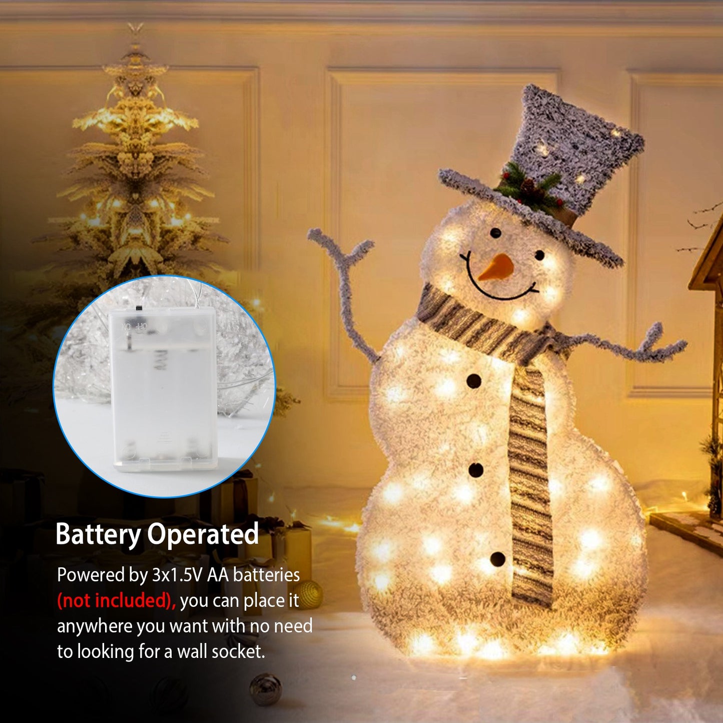 LED Lighted Snowman Christmas Decoration with Collapsible Frame
