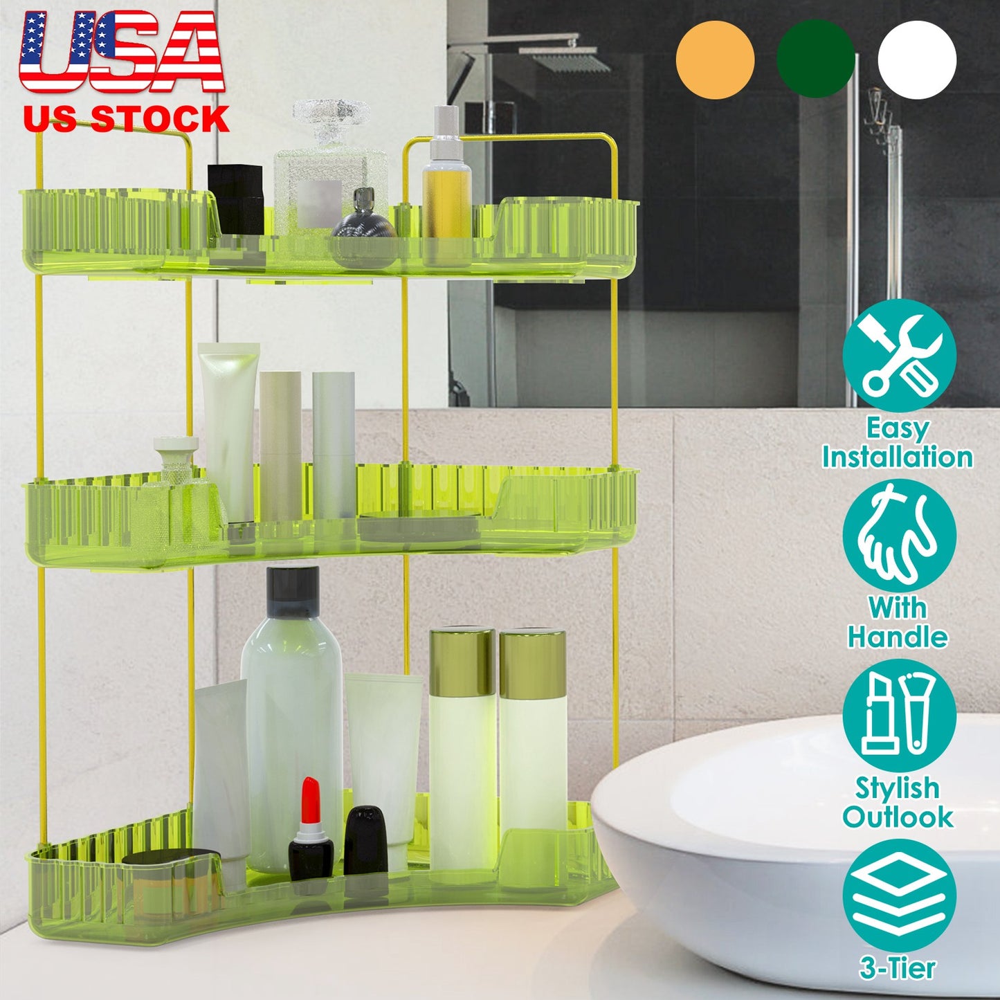 3-Tier Corner Countertop Organizer for Bathroom & Vanity