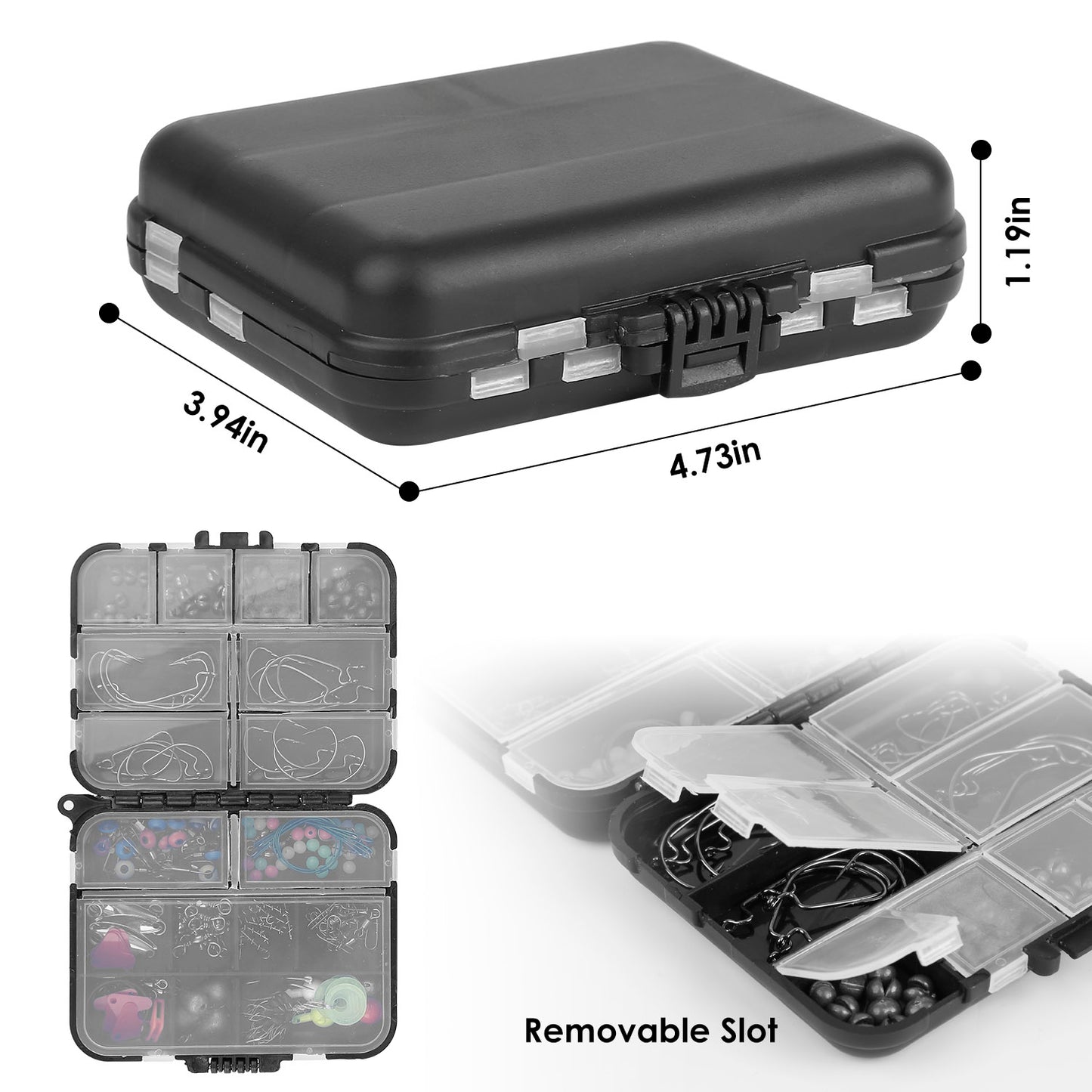 188-Piece Fishing Tackle Kit with Hooks, Weights & Storage Box