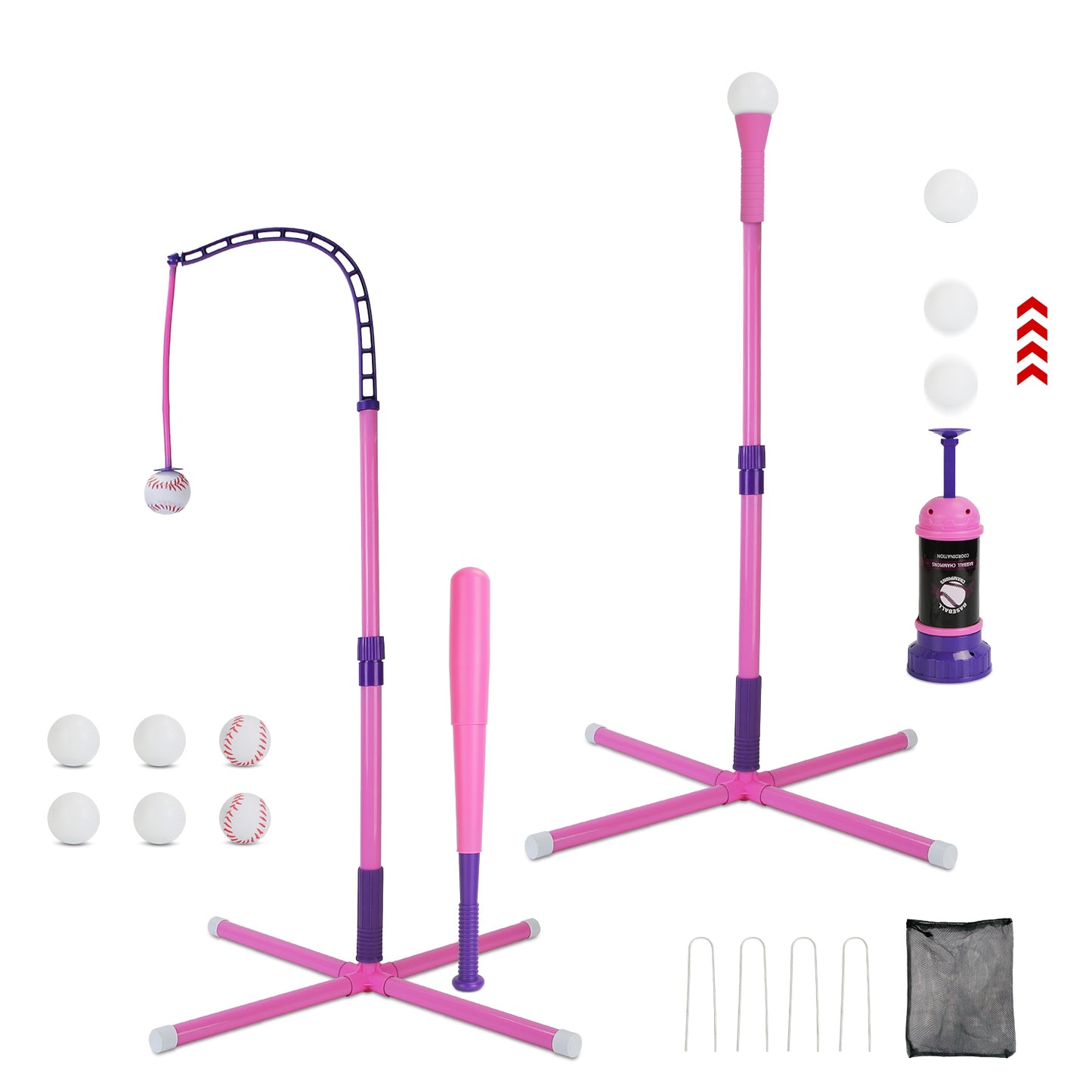 3-in-1 Baseball Toy Set with Adjustable Tee & Launcher