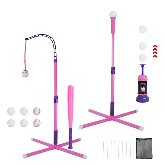 3-in-1 Baseball Toy Set with Adjustable Tee & Launcher