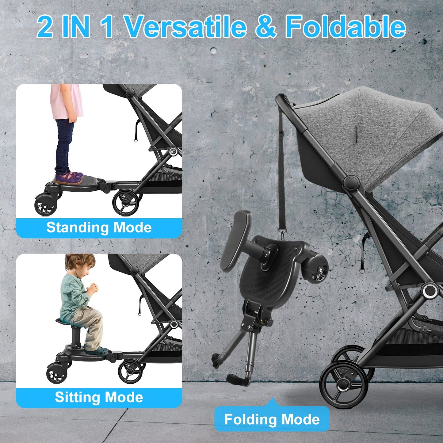 Universal Stroller Board with Detachable Seat for Toddlers