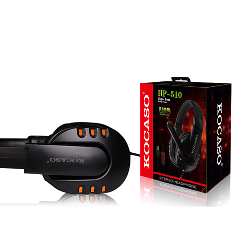Dynamic Stereo Headphones with Adjustable Mic - Orange