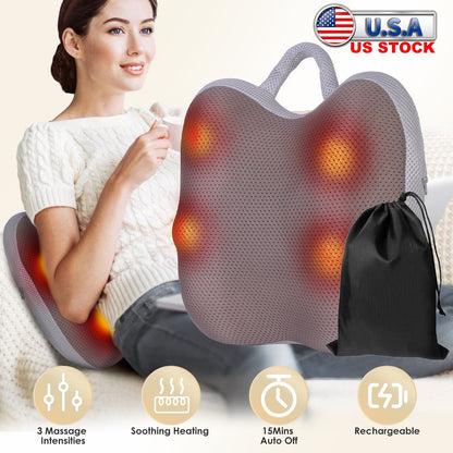 Cordless Shiatsu Back Massager with Heat & Kneading Nodes