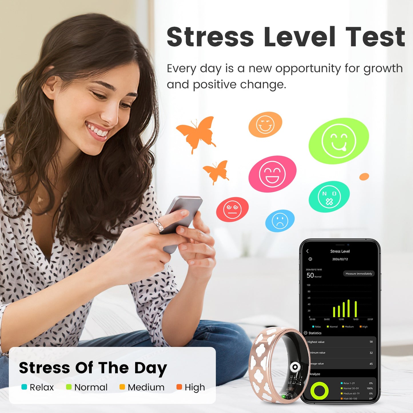 Smart Ring Health Tracker with Sleep & Fitness Monitoring
