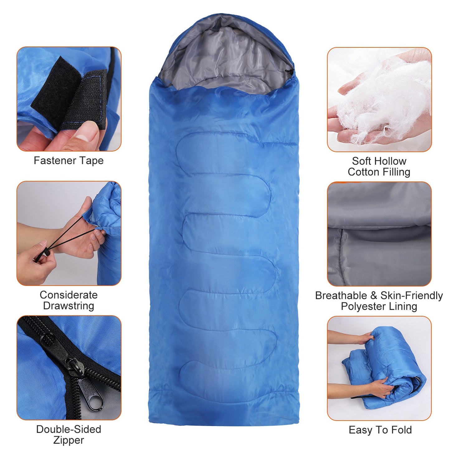 3-Season Sleeping Bag for Adults with Carry Bag 32-50°F